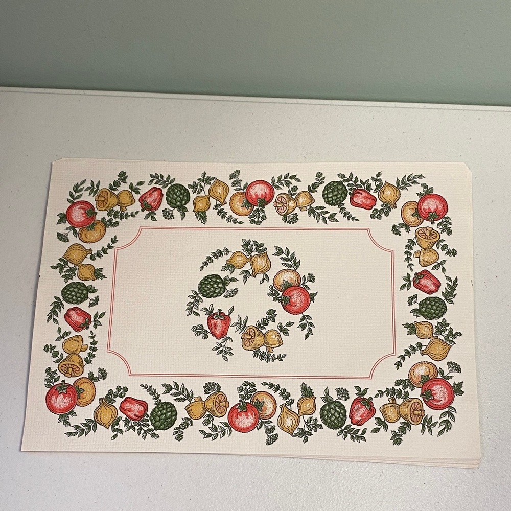 Vintage Spice of Life Vegetable Pattern Paper  Placemats